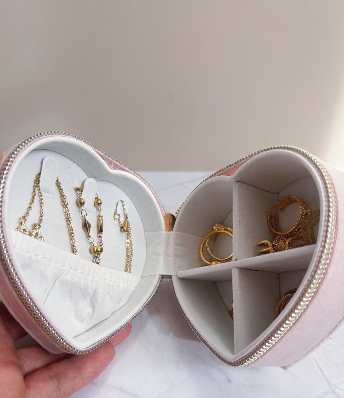 MINI JOYERO SWEET HEART DE TERCIOPELO ROSA