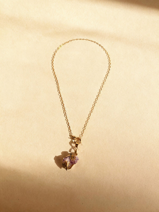 Collar de Flores Reales Naturales - Cadena de Acero Inoxidable 316L (45 cm) - Joyería Botánica Artesanal