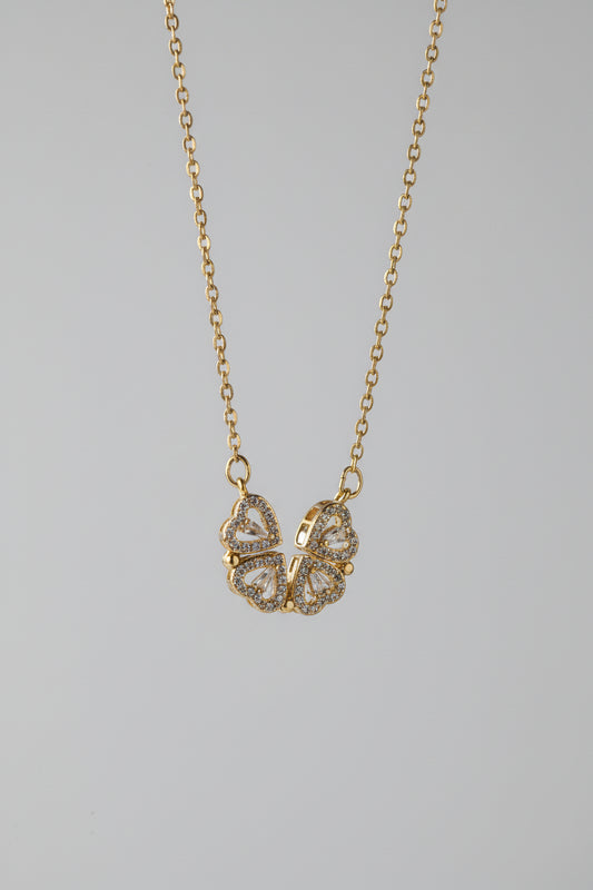 COLLAR DE TRÉBOL CONVERTIBLE 2 EN 1 EN ACERO Y CRISTALES