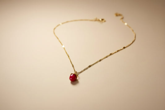 COLLAR Baño de oro 18KT-JASPE ROJO