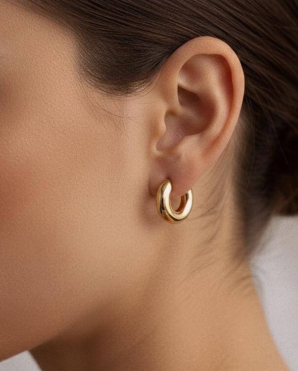 Pendientes Mini Aro Abierto (Chunky) en Acero Inoxidable 316L Bañado en Oro 18K