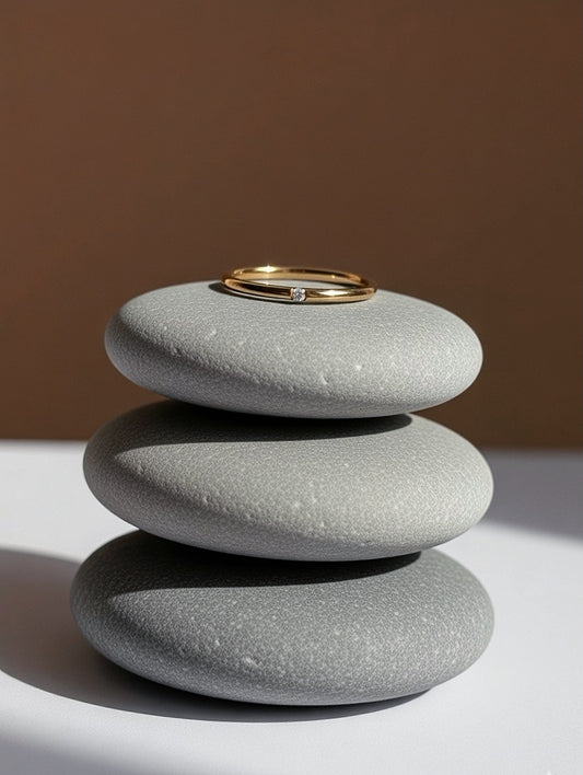 TRÍO DE ANILLOS STACKABLE DE ACERO Y CIRCONITAS