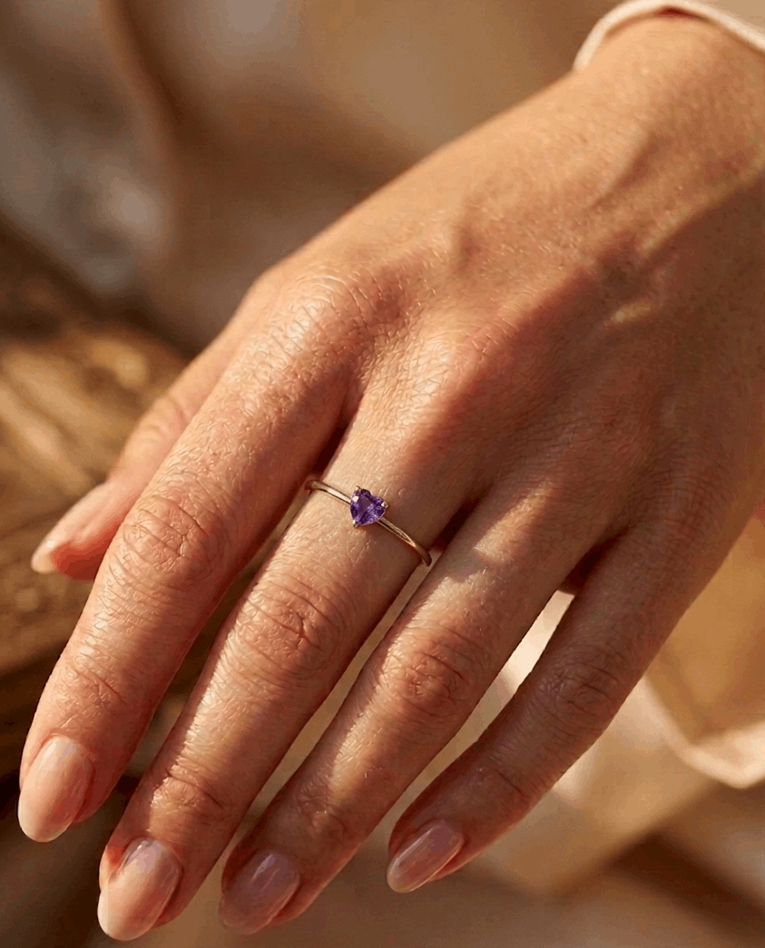 Anillo Heart Púrpura Ajustable