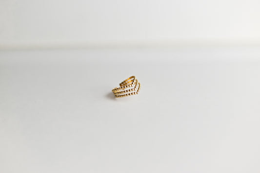 Anillo Triple "Chevron" de Bolitas