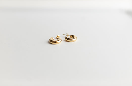 Pendientes Mini Aro Abierto (Chunky) en Acero Inoxidable 316L Bañado en Oro 18K