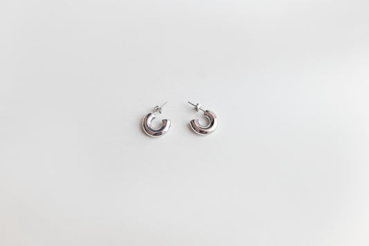 Pendientes Mini Aro Abierto (Chunky) en Acero Inoxidable 316L Plateado