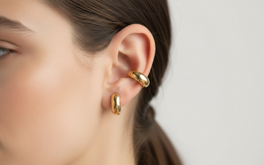 Ear Cuff Abombado Chunky Baño de Oro 18K