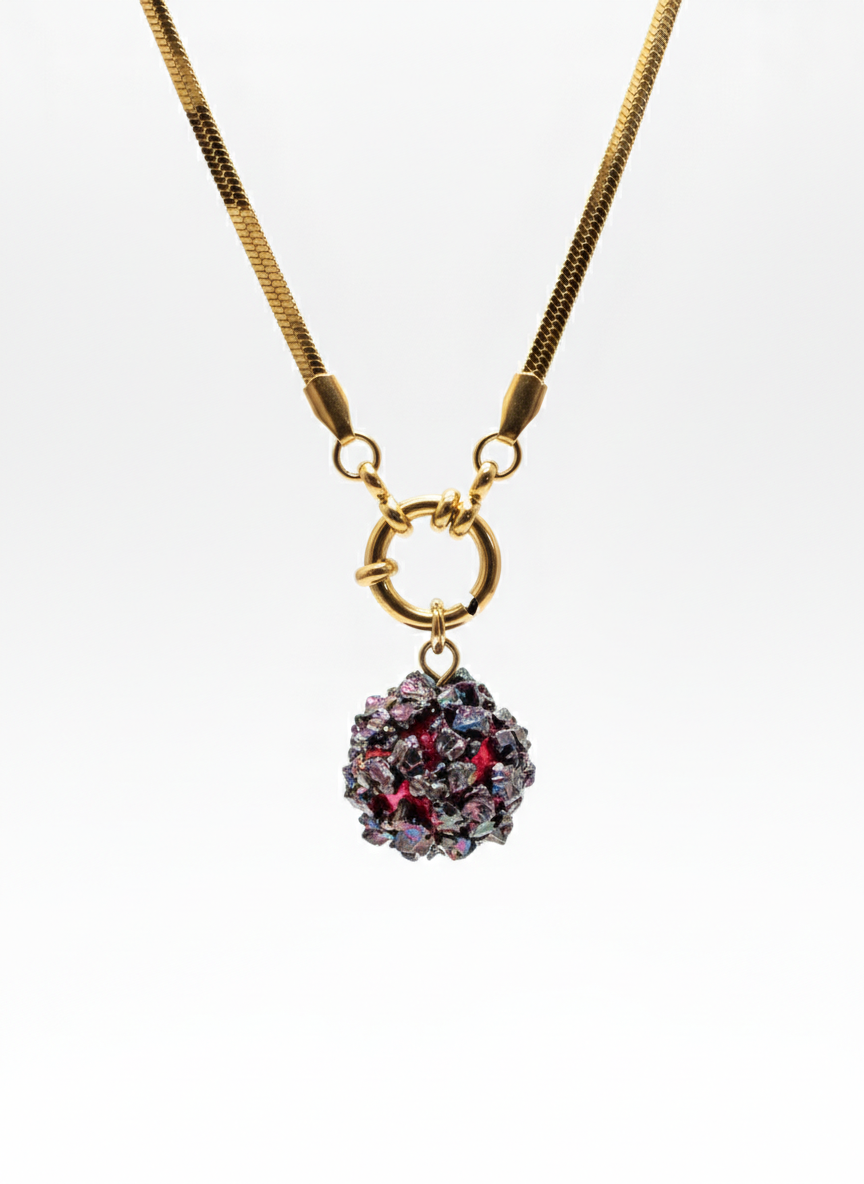 COLLAR GEMA ESTELAR EN RESINA DE ALTA TRANSPARENCIA CON PIEDRAS NATURAL