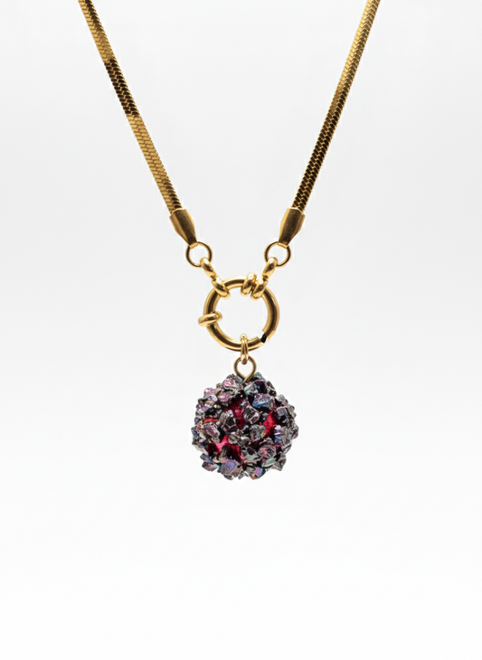 COLLAR GEMA ESTELAR EN RESINA DE ALTA TRANSPARENCIA CON PIEDRAS NATURAL