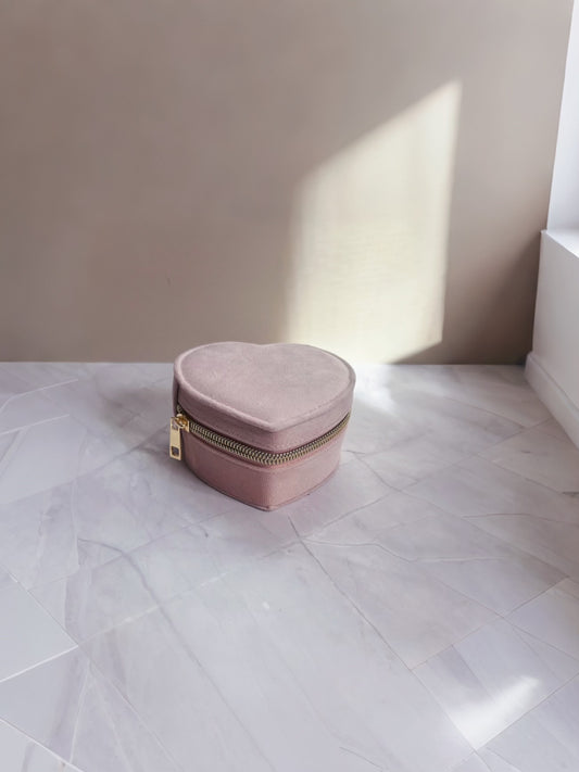 MINI JOYERO SWEET HEART DE TERCIOPELO ROSA