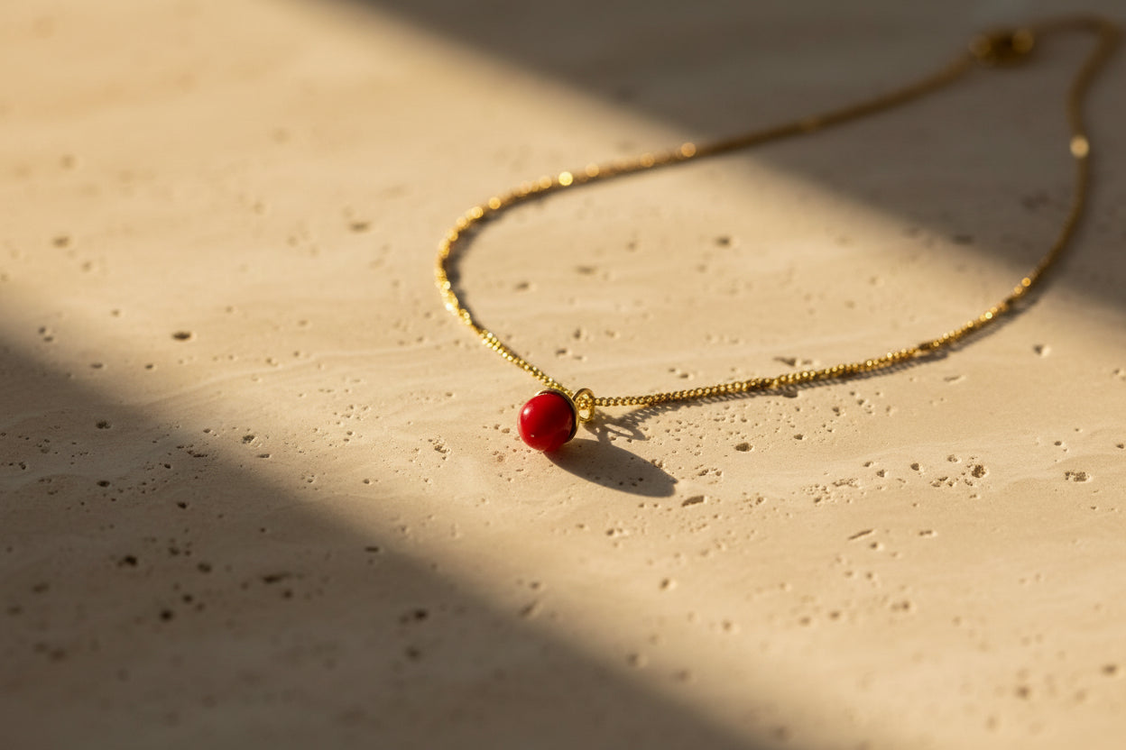 COLLAR Baño de oro 18KT-JASPE ROJO