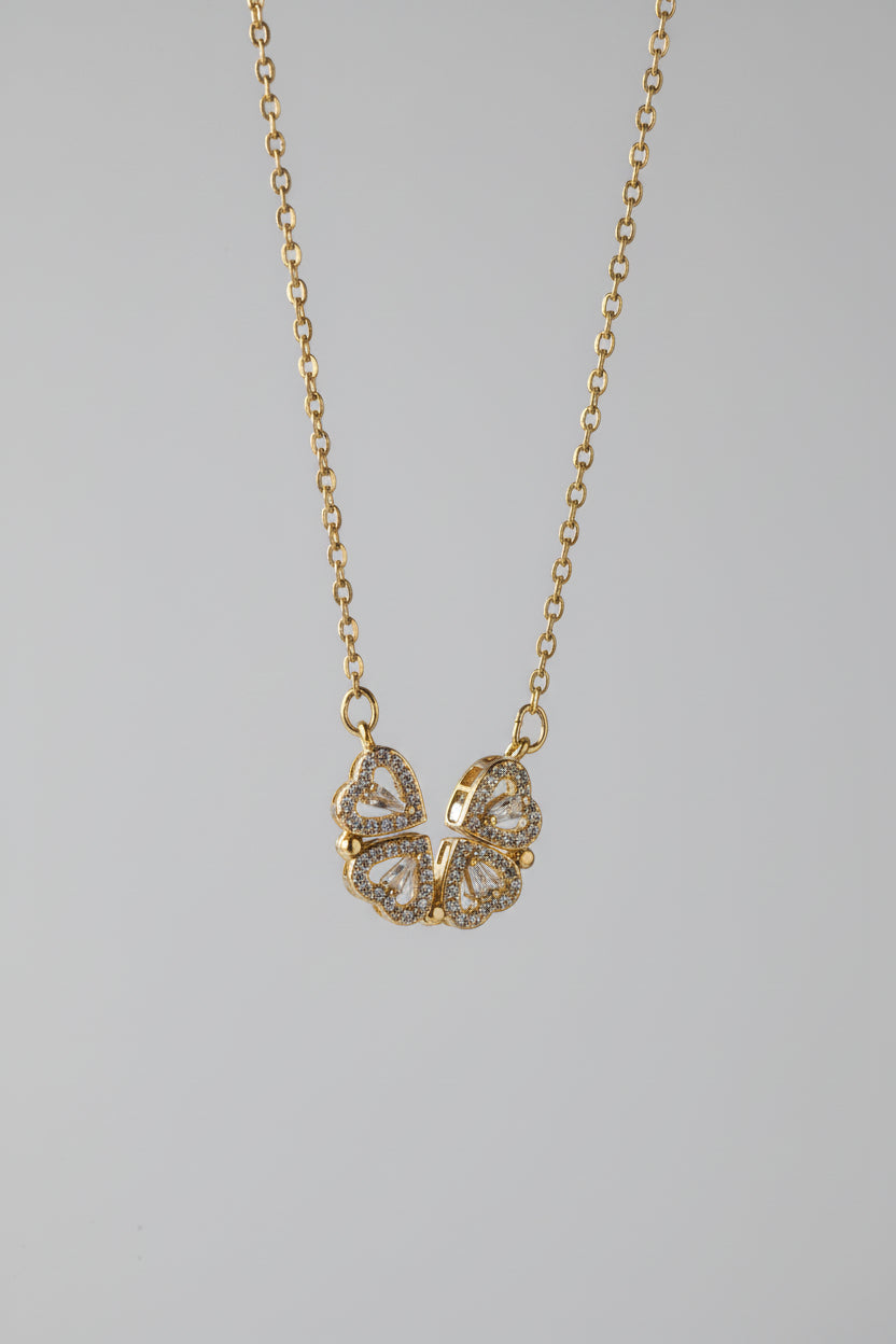 COLLAR DE TRÉBOL CONVERTIBLE 2 EN 1 EN ACERO Y CRISTALES