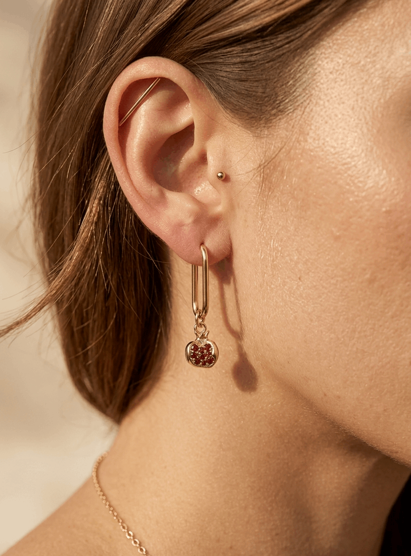 PENDIENTES - RUBIS SACRÉ Baño de oro 18 KT