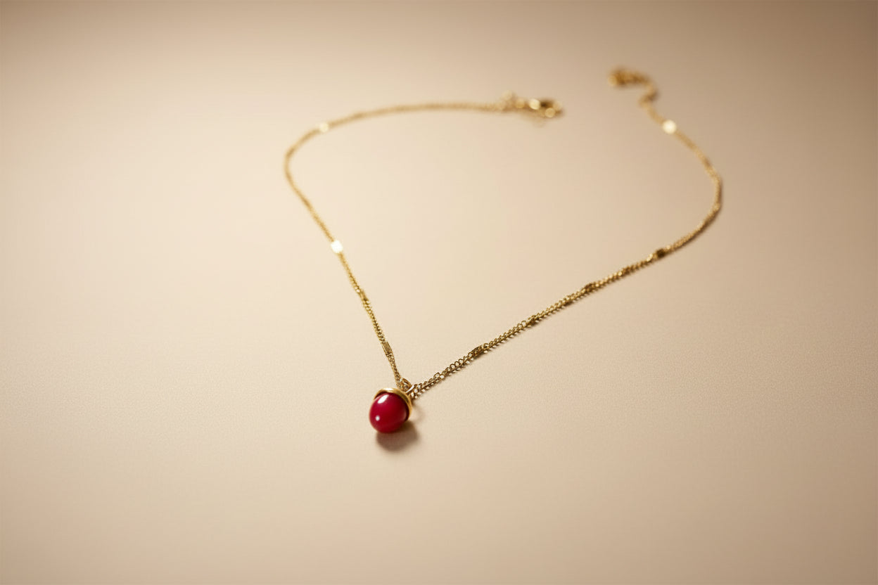 COLLAR Baño de oro 18KT-JASPE ROJO