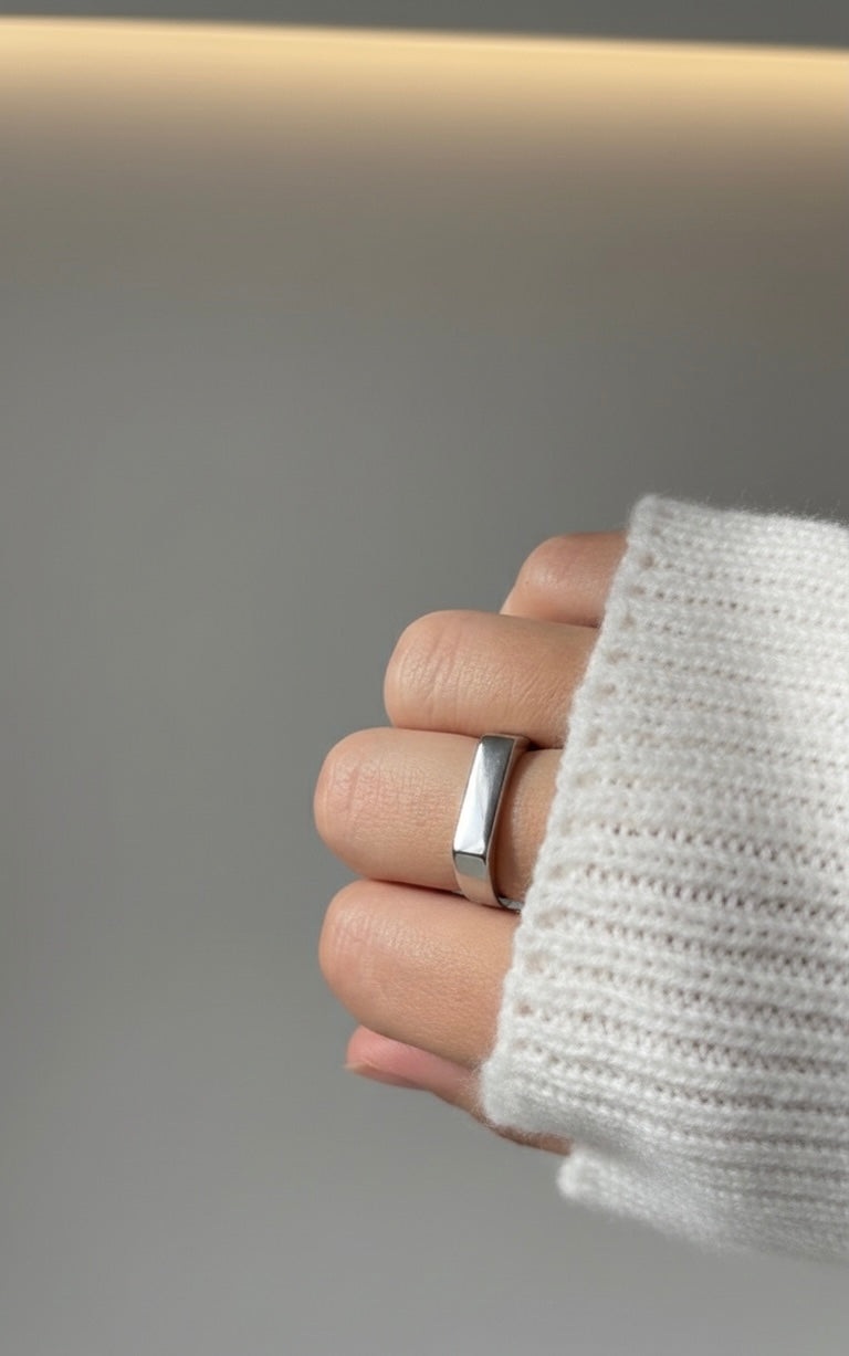 Anillo de Sello (Signet Ring) Clásico de Acero Inoxidable 316L