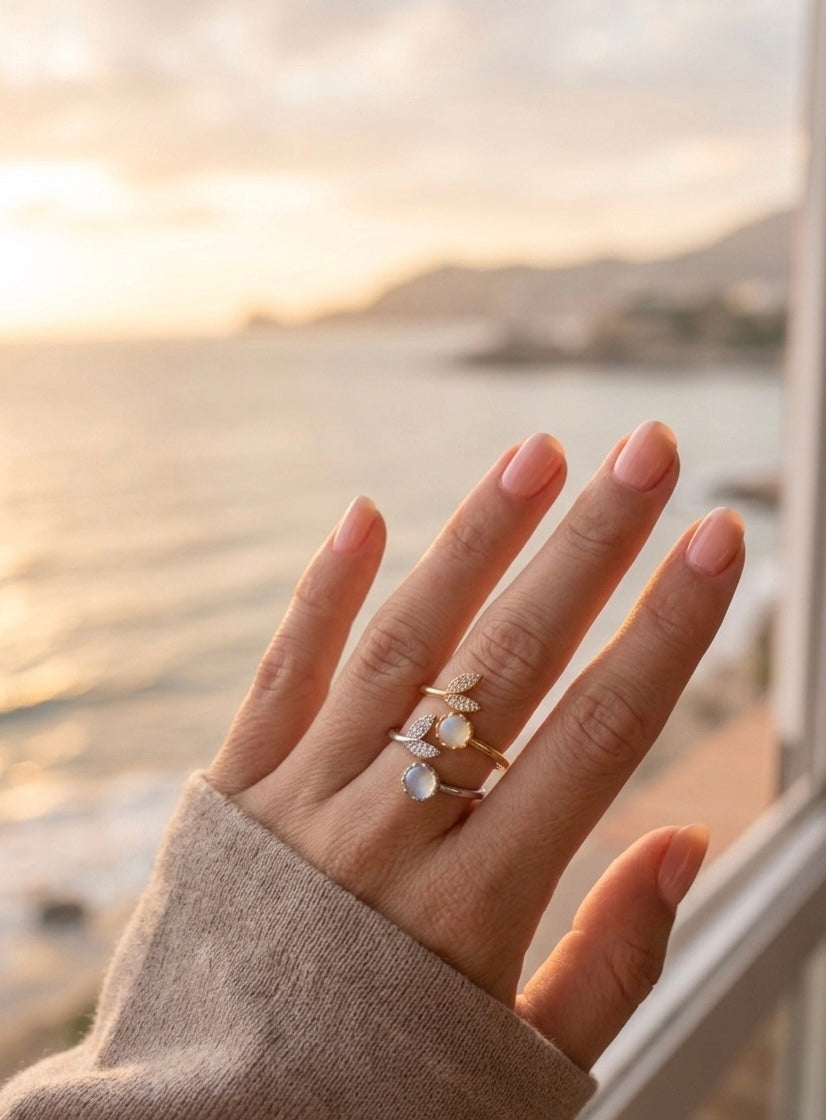 SORTIJA COLA DE SIRENA AJUSTABLE ACERO CON CIRCONITAS PLATEADA