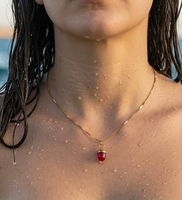 COLLAR Baño de oro 18KT-JASPE ROJO