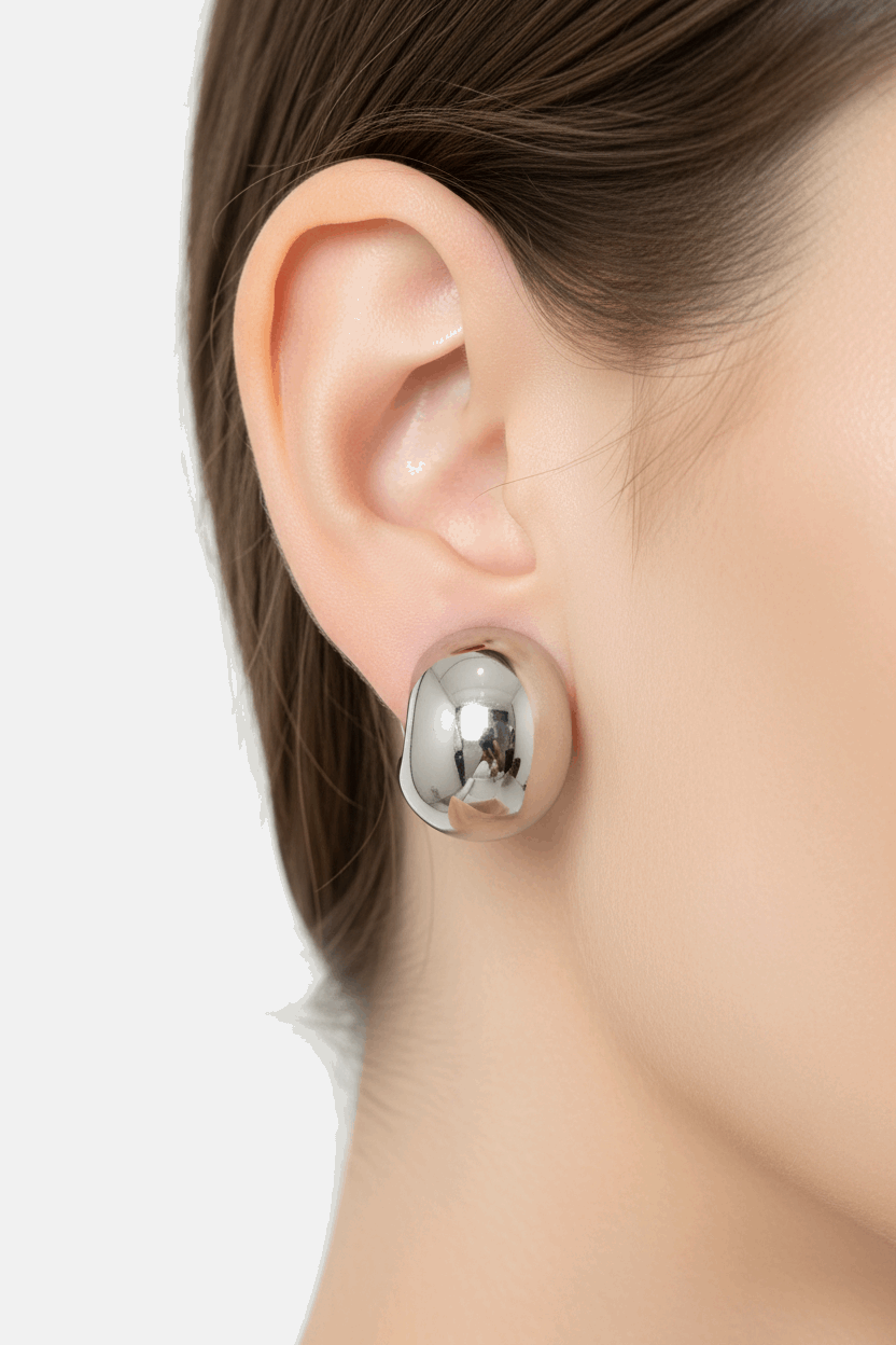PENDIENTES MEDIA LUNA EN ACERO INOXIDABLE 316L CON ACABADO BRILLANTE - COLOR PLATA