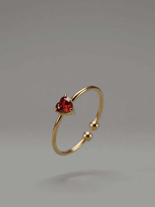 Anillo Heart Rojo Ajustable