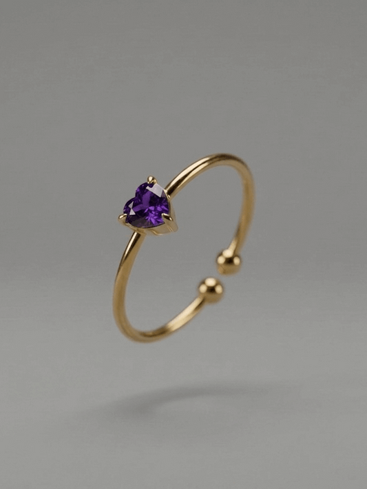 Anillo Heart Púrpura Ajustable