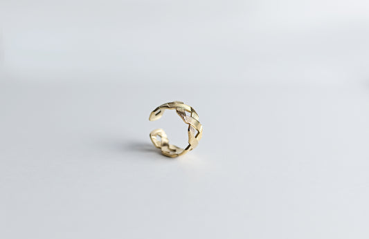 Anillo Ajustable "Trenza Romana" o "Celta" en Acero Inoxidable 316L con Textura