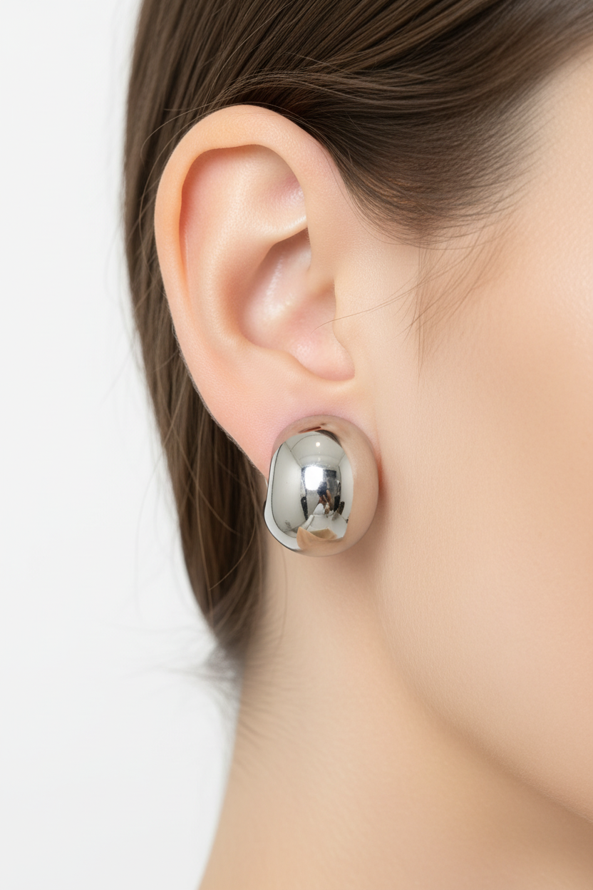 PENDIENTES MEDIA LUNA EN ACERO INOXIDABLE 316L CON ACABADO BRILLANTE - COLOR PLATA