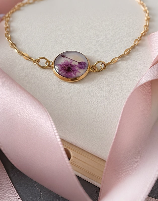 CHOKER DE ACERO INOXIDABLE CON FLOR NATURAL PANICULATA PRESERVADA