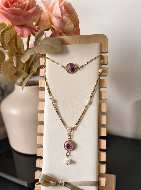 CHOKER DE ACERO INOXIDABLE CON FLOR NATURAL PANICULATA PRESERVADA