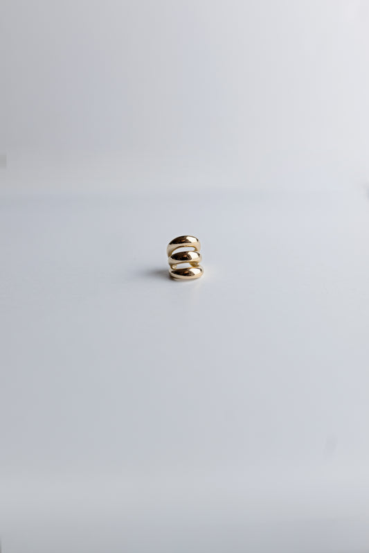 Ear Cuff Triple Banda Chunky Baño de Oro 18K