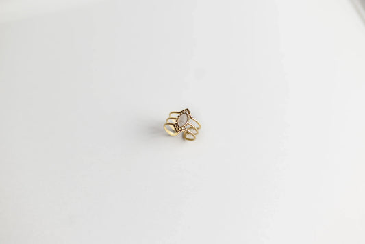 Anillo Triple Banda con Piedra Central - Acero 316L