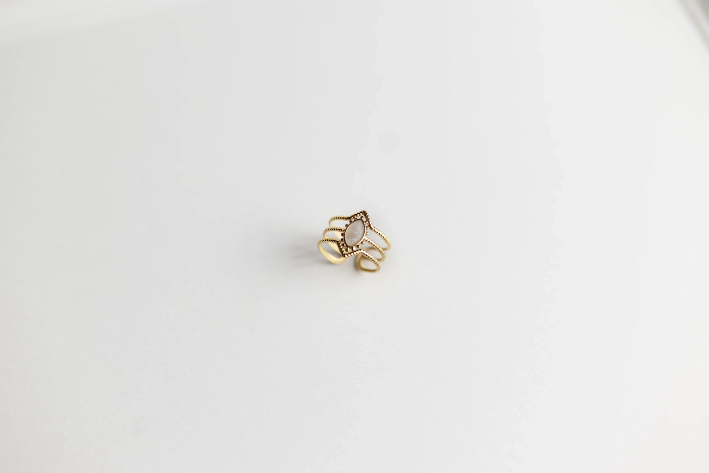 Anillo Triple Banda con Piedra Central - Acero 316L