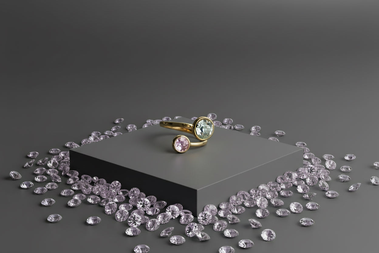 ANILLO AJUSTABLE TOI ET MOI ACERO INOXIDABLE COLOR ORO