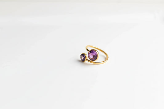 Bague ajustable « Toi et Moi » avec gemme bicolore